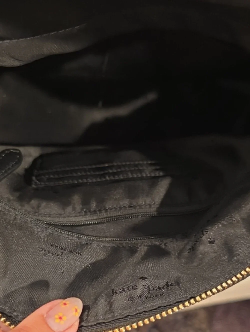 kate spade Black Mini Nylon Backpack with Gold Zippers